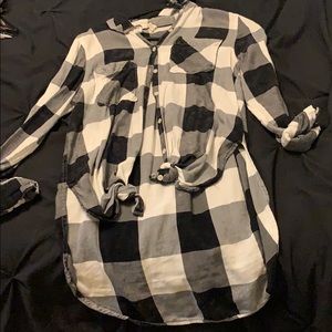 Black and white plaid button down